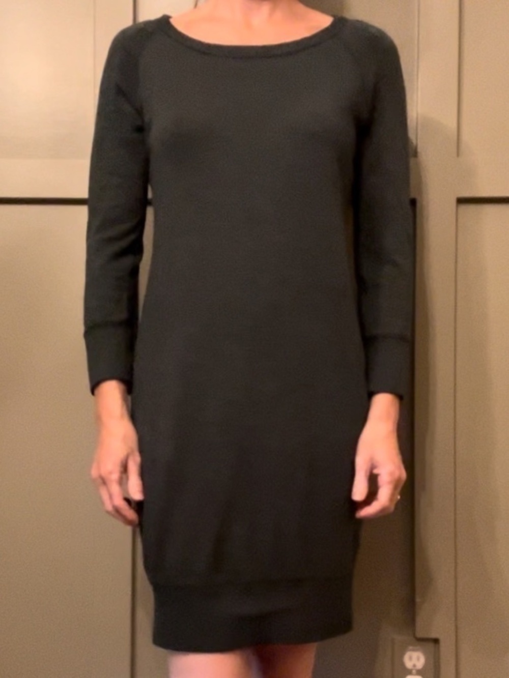 Standard James Perse Sweatshirt Dress Supima Cotton Micro Modal Dark Green S